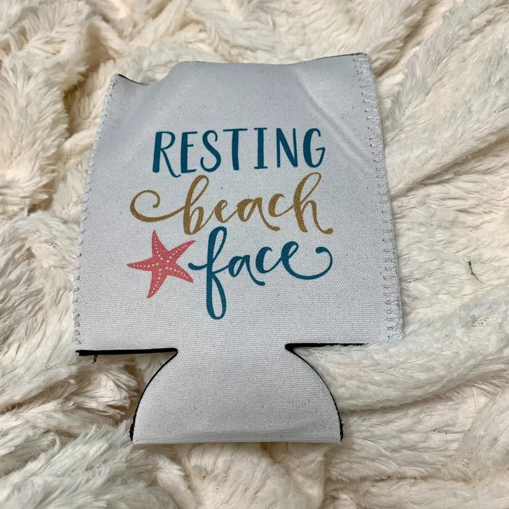 Resting Beach Face Can Koozie for Resort Vacay Beach or Pool
